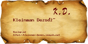 Kleinman Dezső névjegykártya
